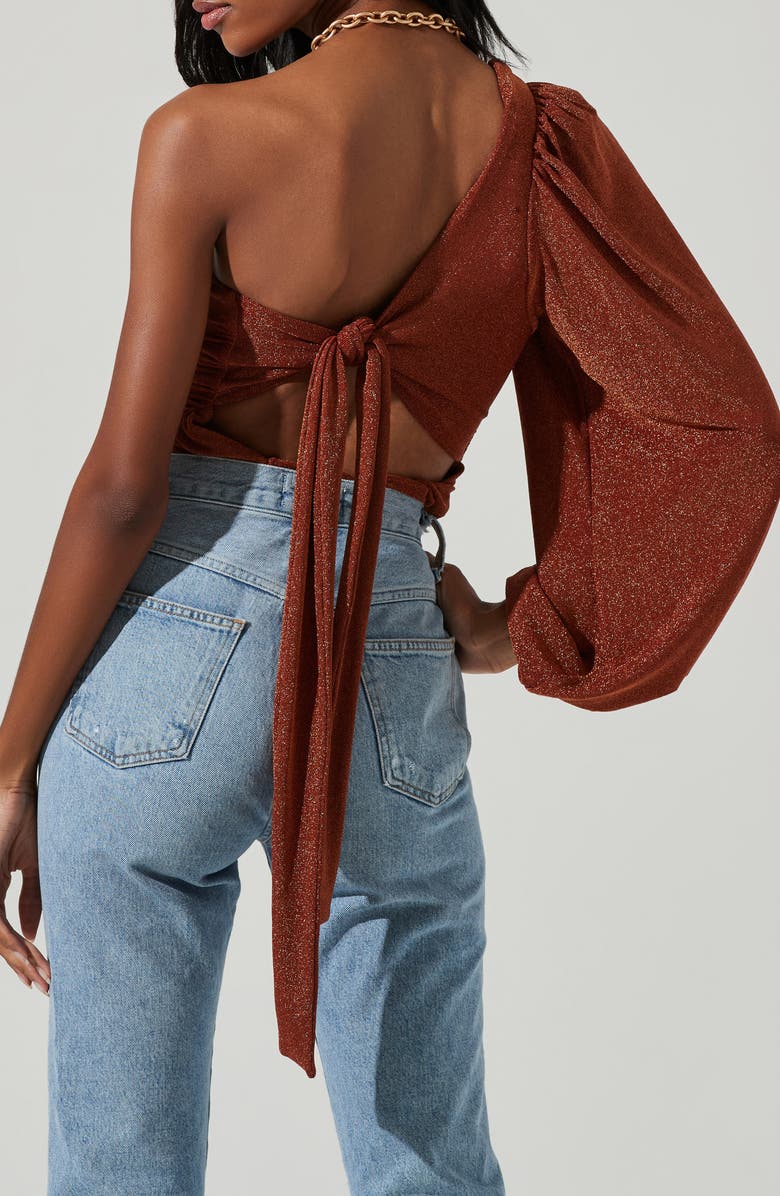 ASTR the Label Marta One Sleeve Top, Alternate, color, Rust Metallic