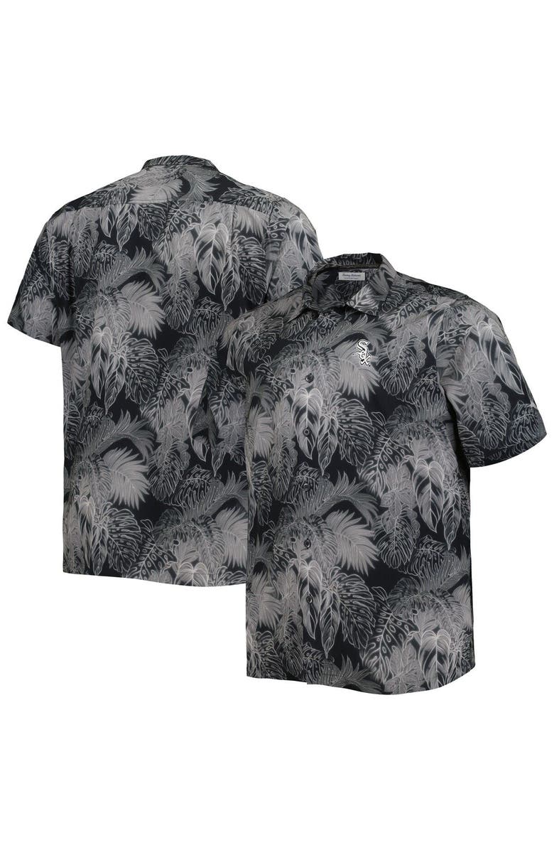 Tommy Bahama Men's Tommy Bahama Black Chicago White Sox Big & Tall Luminescent Fronds Camp IslandZone Button-Up Shirt, Alternate, color, 