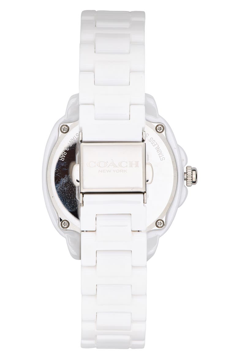 Kitt Crystal Bezel Bracelet Watch, 34mm, Alternate, color, WHITE
