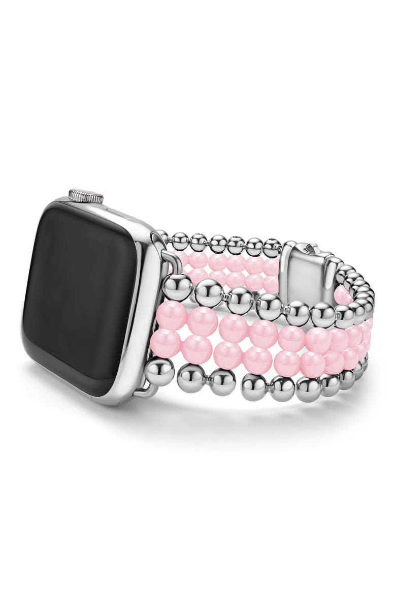 Smart Caviar Infinite Pink Ceramic Apple Watch® Watchband, Main, color, PINK/ SILVER