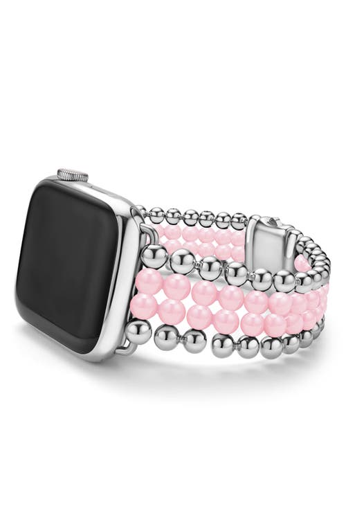 Lagos Smart Caviar Infinite Pink Ceramic Apple Watch® Watchband In Pink/silver