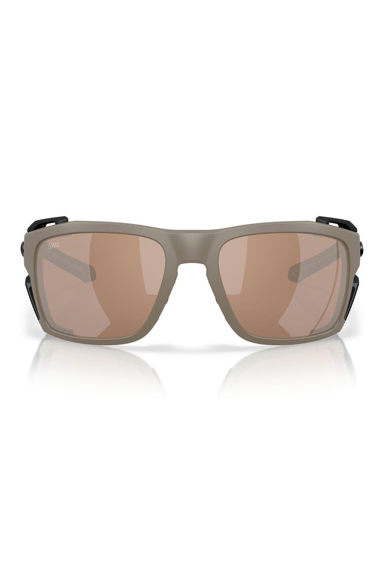 King Tide 8 60mm Polarized Rectangular Sunglasses, Main, color, SAND / COPPER SILVER 580G