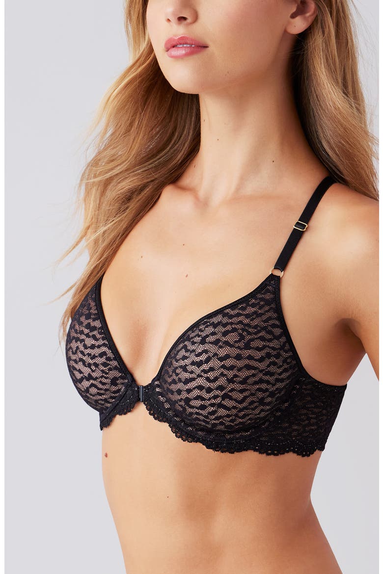Untamed Underwire Front Close T-Shirt Bra, Alternate, color, NIGHT