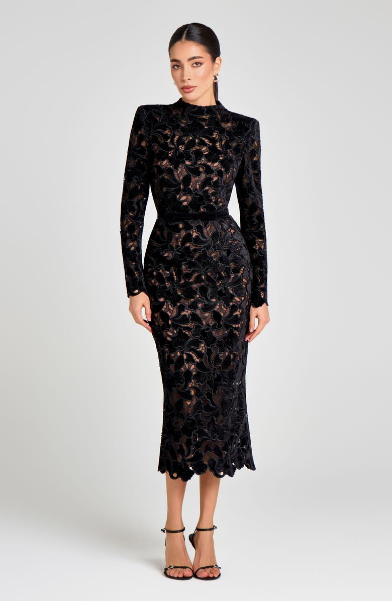 NADINE MERABI Long Sleeve Lace Cocktail Dress, Alternate, color,