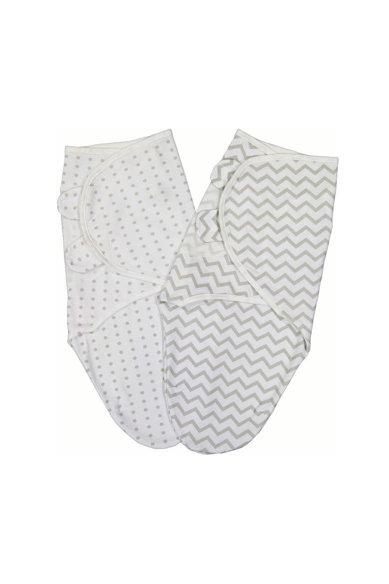 Adjustable Swaddle Blanket 2 Pack, Main, color, Grey Chevron & Polka Dot