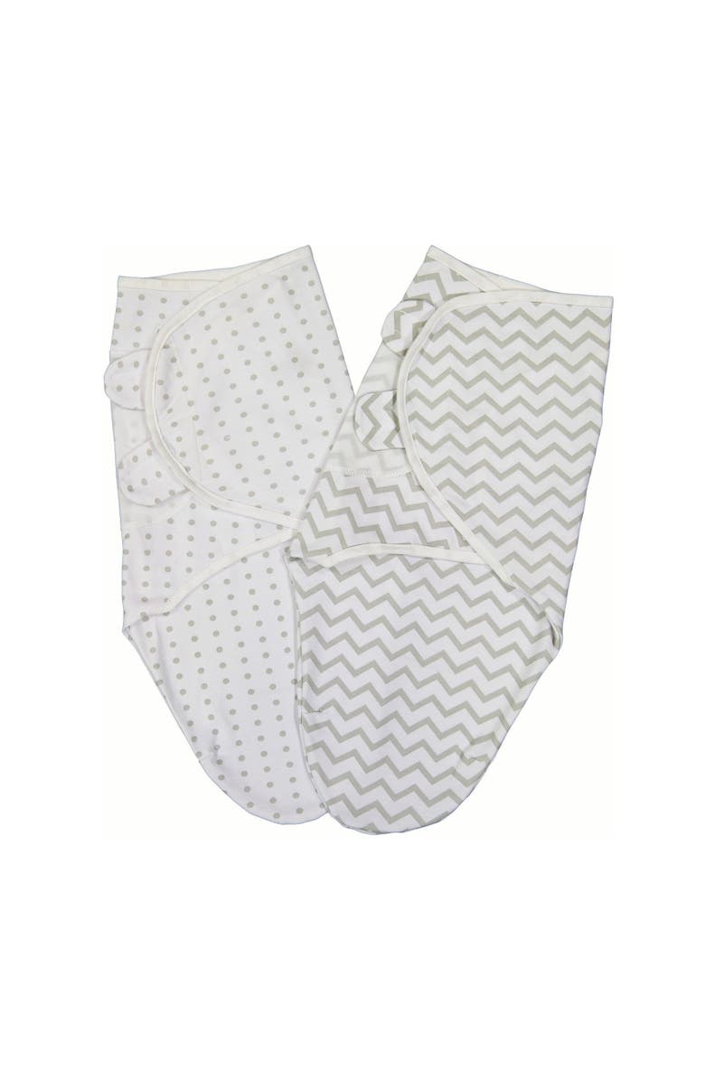 Ely's & Co. Adjustable Swaddle Blanket 2 Pack, Main, color, Grey Chevron & Polka Dot