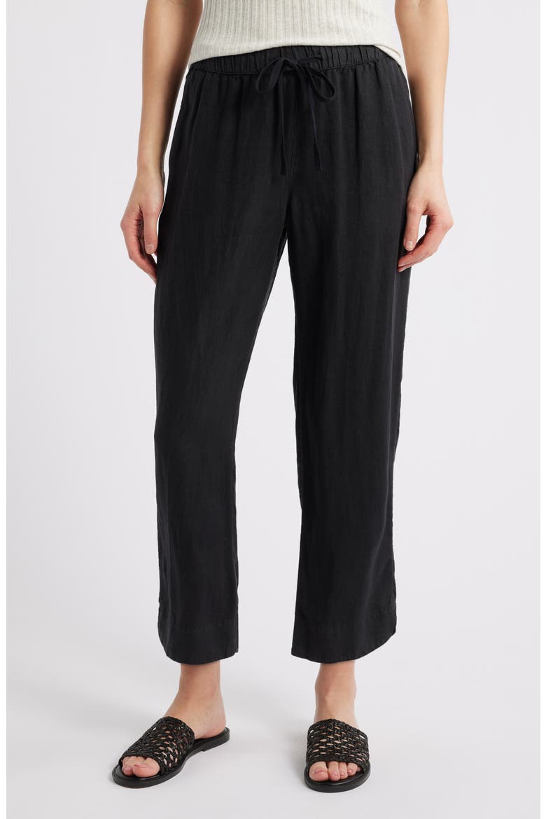 Tapered Linen Pants, Main, color, BLACK