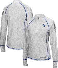 COLOSSEUM Women's Colosseum White Air Force Falcons OHT Military Appreciation Officer Arctic Camo Fitted Lightweight 1/4-Zip Jacket