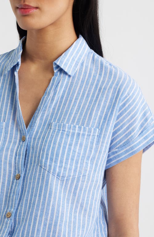 BEACHLUNCHLOUNGE BEACHLUNCHLOUNGE ARCHIE STRIPE SHORT SLEEVE BUTTON-UP SHIRT