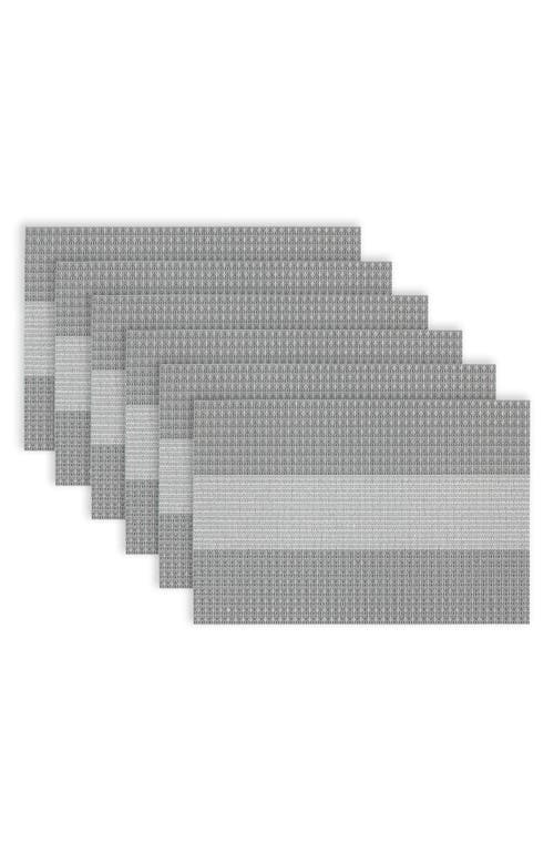 Dainty Home Set Of 6 Vinyl Placemats In Center Stripe Sparkles Silver