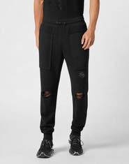 PLEIN SPORT Destroyed Jogging Pants Raw Edge Men