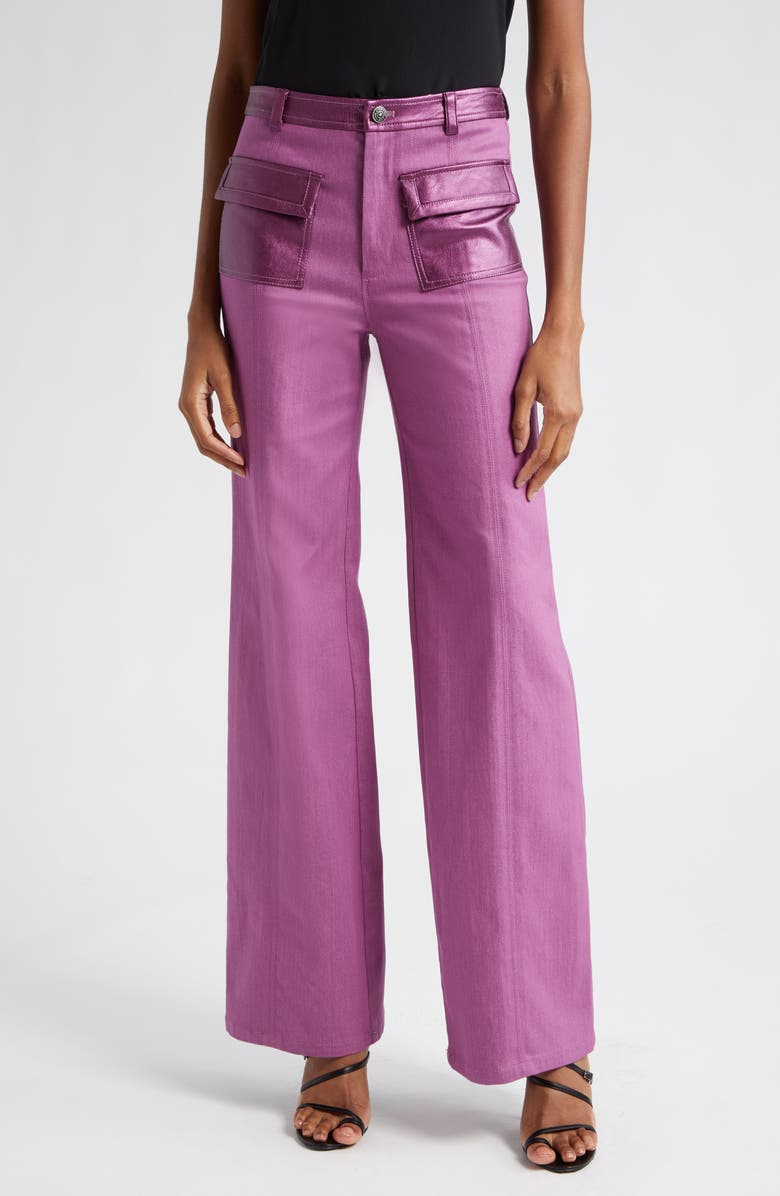 Cinq à Sept Peyton Faux Leather Trim Jeans, Main, color, 