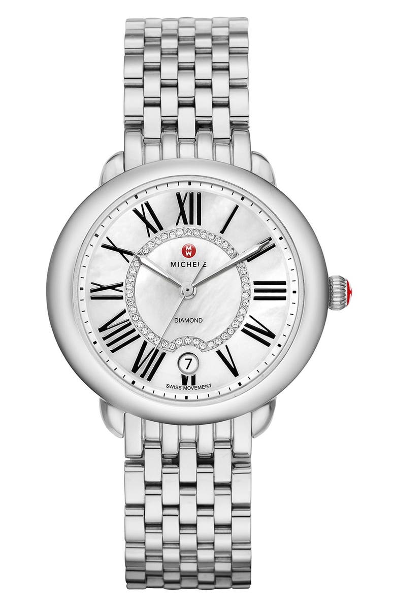 MICHELE Serein 16 Diamond Dial Watch Head, 34mm x 36mm, Alternate, color, 