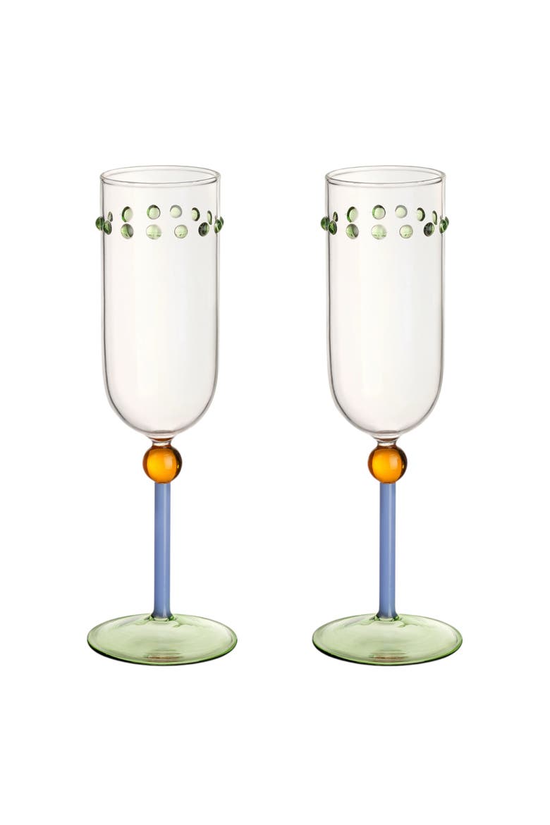 Henan Borosilicate Glass Champagne Flute 8 oz Set of 2, Main, color, Clear