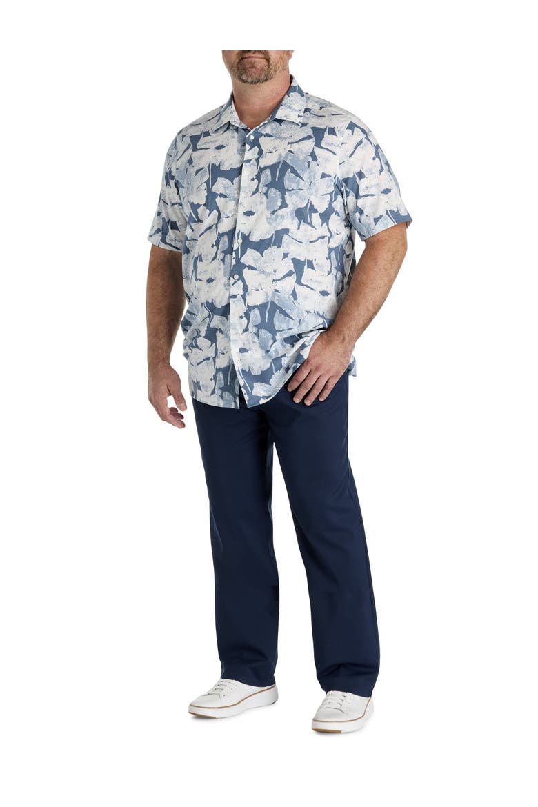 Big & Tall Abstract Leaf Patterned Sport Shirt, Alternate, color, BLUE MIRAGE