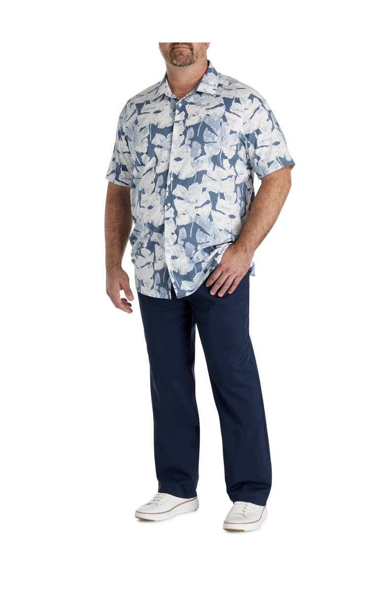 Perry Ellis Big & Tall Abstract Leaf Patterned Sport Shirt, Alternate, color, Blue Mirage