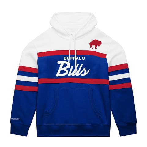 Men's Mitchell & Ness  White/Royal Buffalo Bills Big & Tall Head Coach Hoodie
