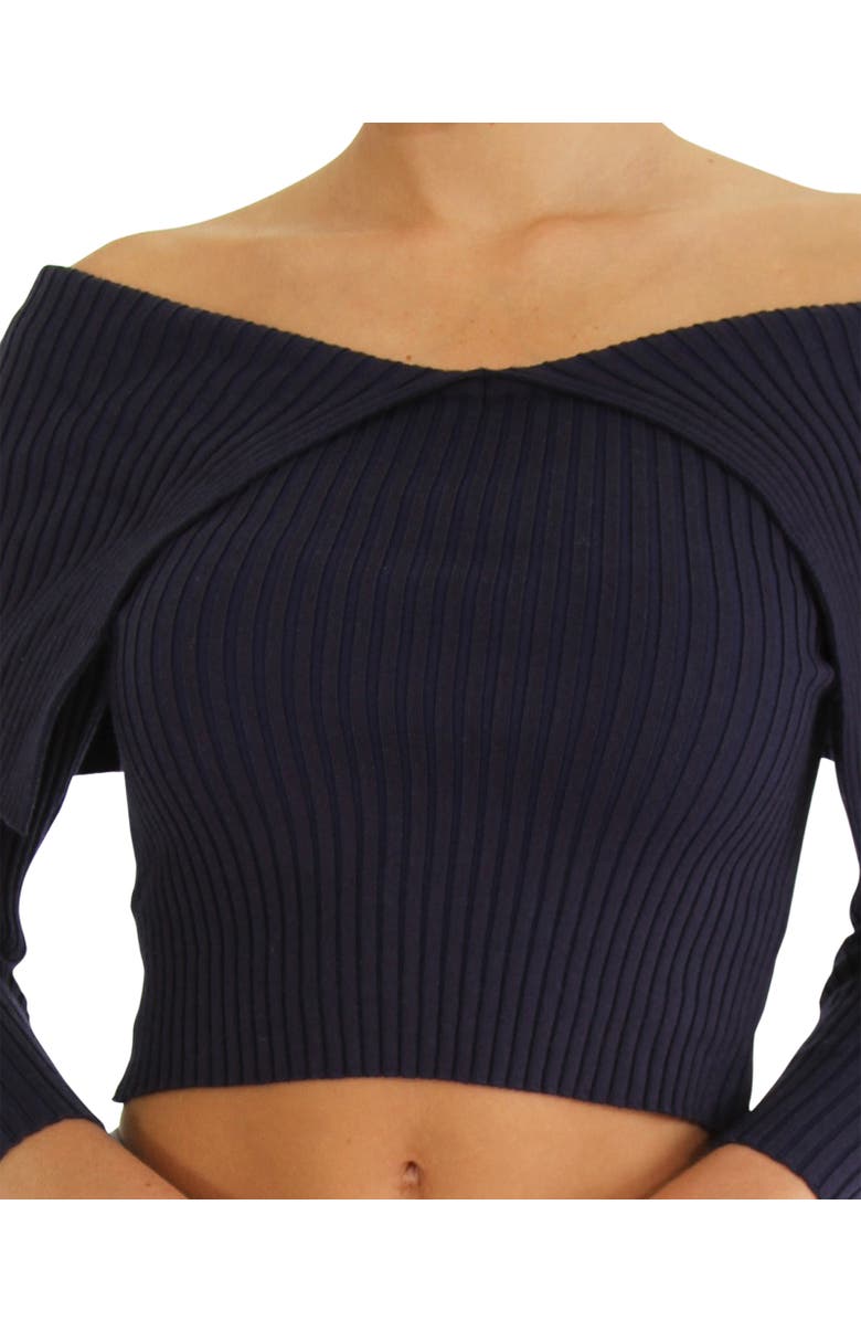 Belle & Bloom More Than Words Collared Knit Top, Alternate, color, Navy