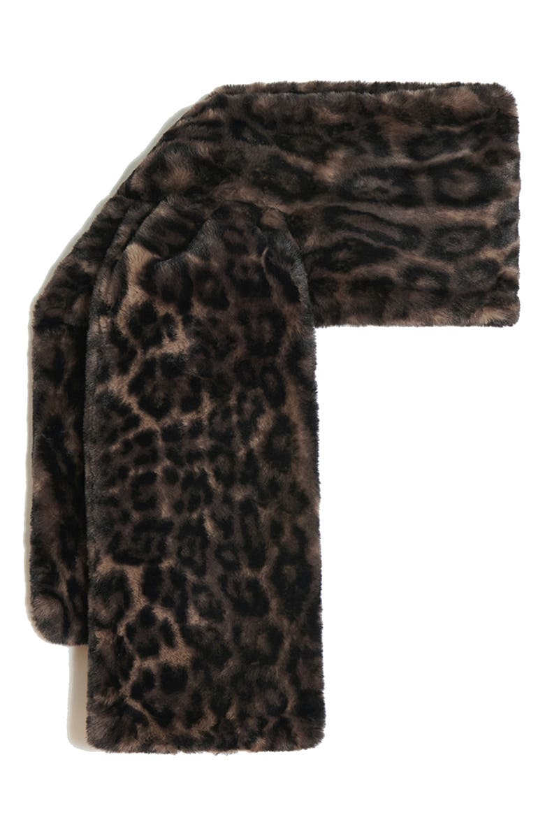 Apparis Kai Leopard Print Pluche<sup>™</sup> Faux Fur Pull-Through Scarf, Main, color, Dark Leopard