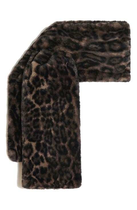 Kai Leopard Print Pluche™ Faux Fur Pull-Through Scarf