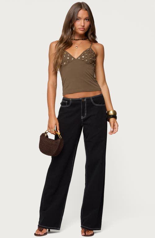 Edikted Nora Button Camisole In Brown