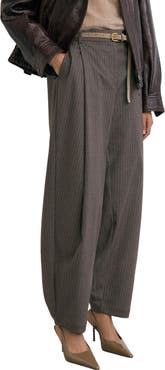 Reiss Phae Pinstripe Pleated Barrel Leg Trousers