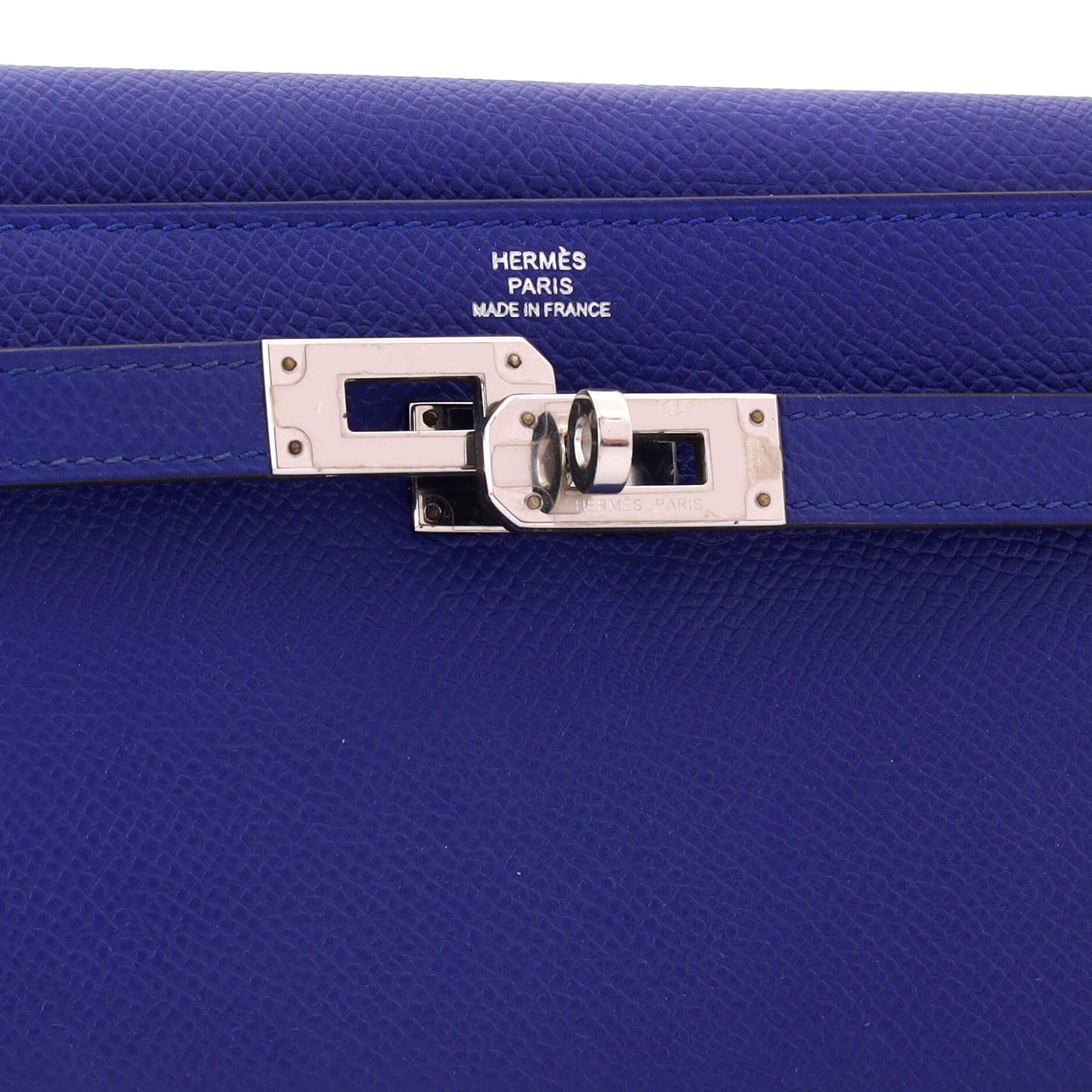 Pre-Owned Hermes Kelly Wallet Epsom Long, Alternate, color, Bleu Electrique