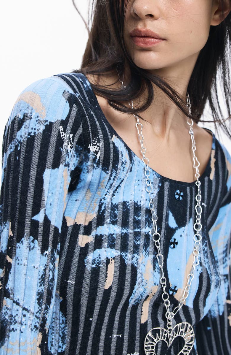 Desigual Abstract Print Rib Top, Alternate, color, 