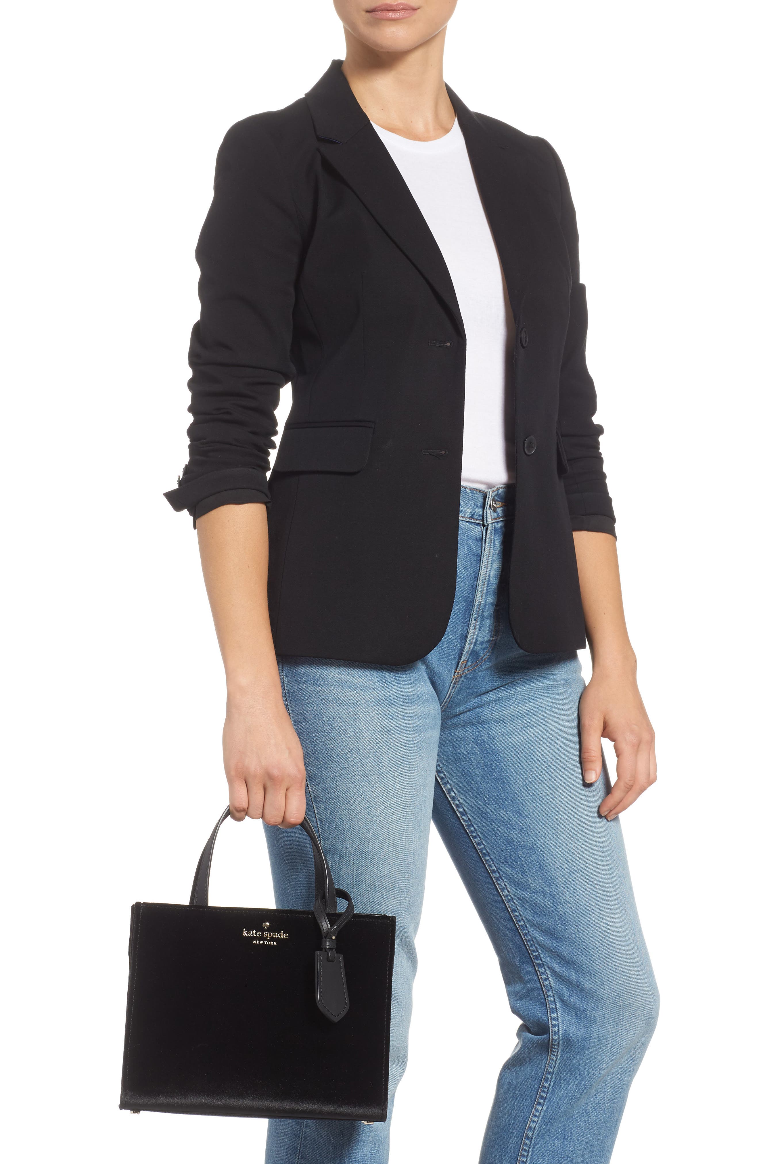 Kate Spade New York thompson street - sam velvet satchel, Alternate, color, 