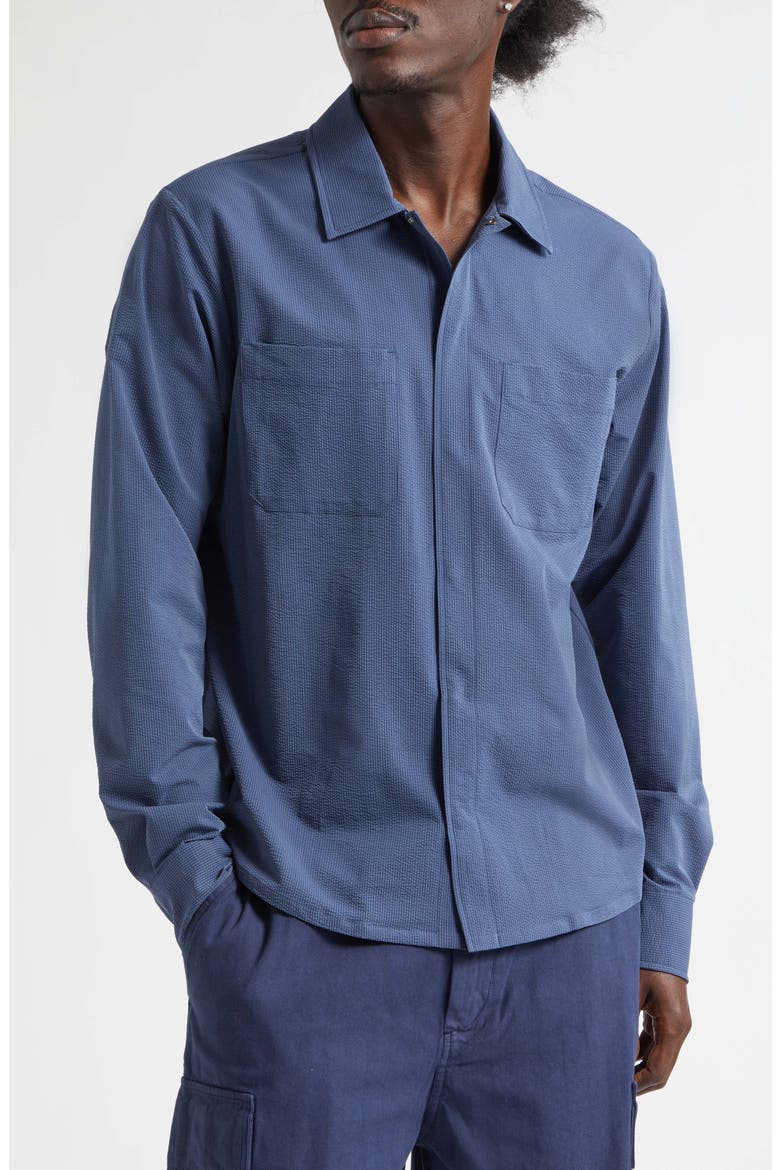 Seersucker Shirt Jacket, Main, color, FRENCH BLUE