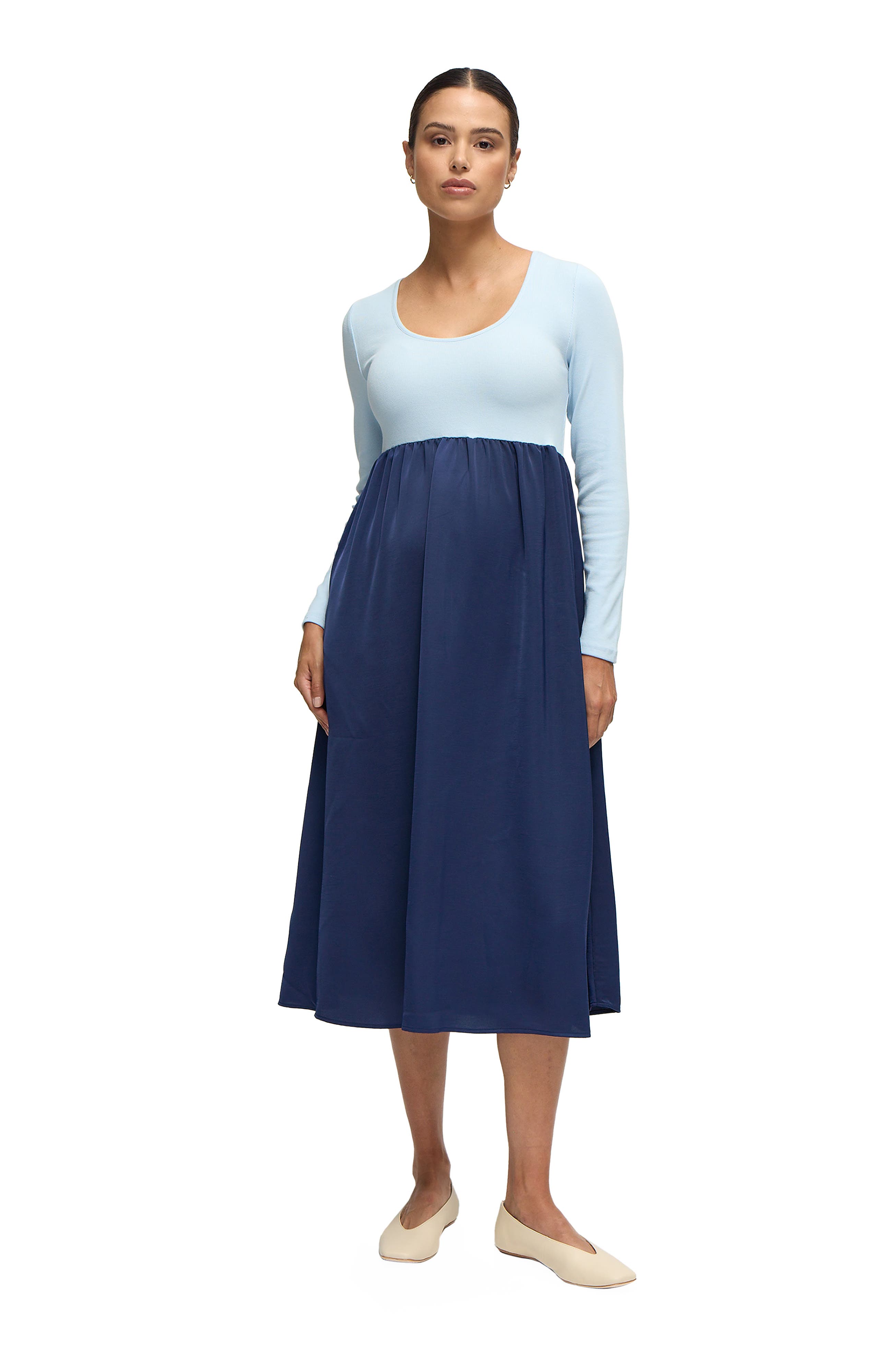 Mix Media Midi Maternity Dress - image 3