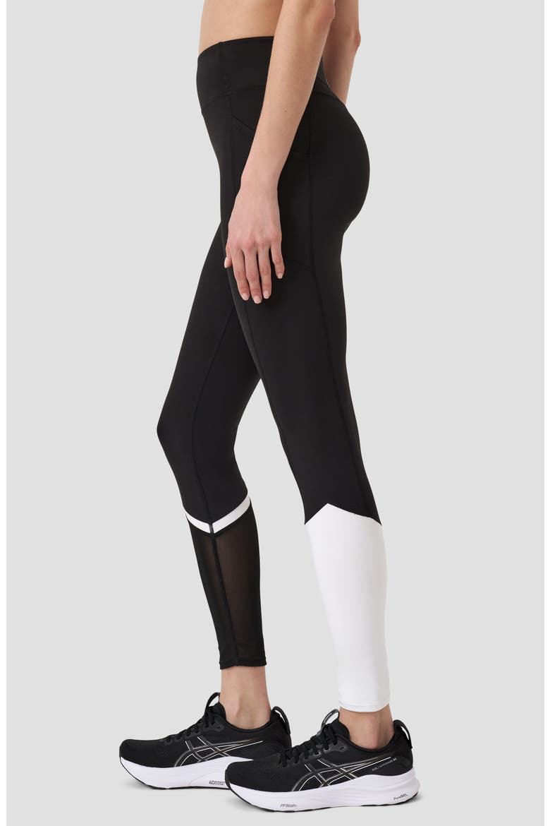 Colorblock Pocketed Mesh Panel Ankle Leggings, Alternate, color, BLACK/ WHITE