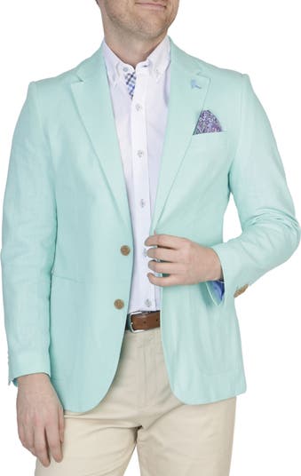 Solid Notch Lapel Linen Blend Sport Coat