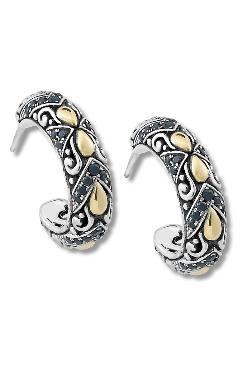 SAMUEL B. 18K Gold & Sterling Silver Hoop Earrings, Main, color, Black