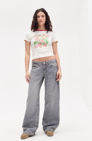 Kayla Bandana Print Wide Leg Jeans