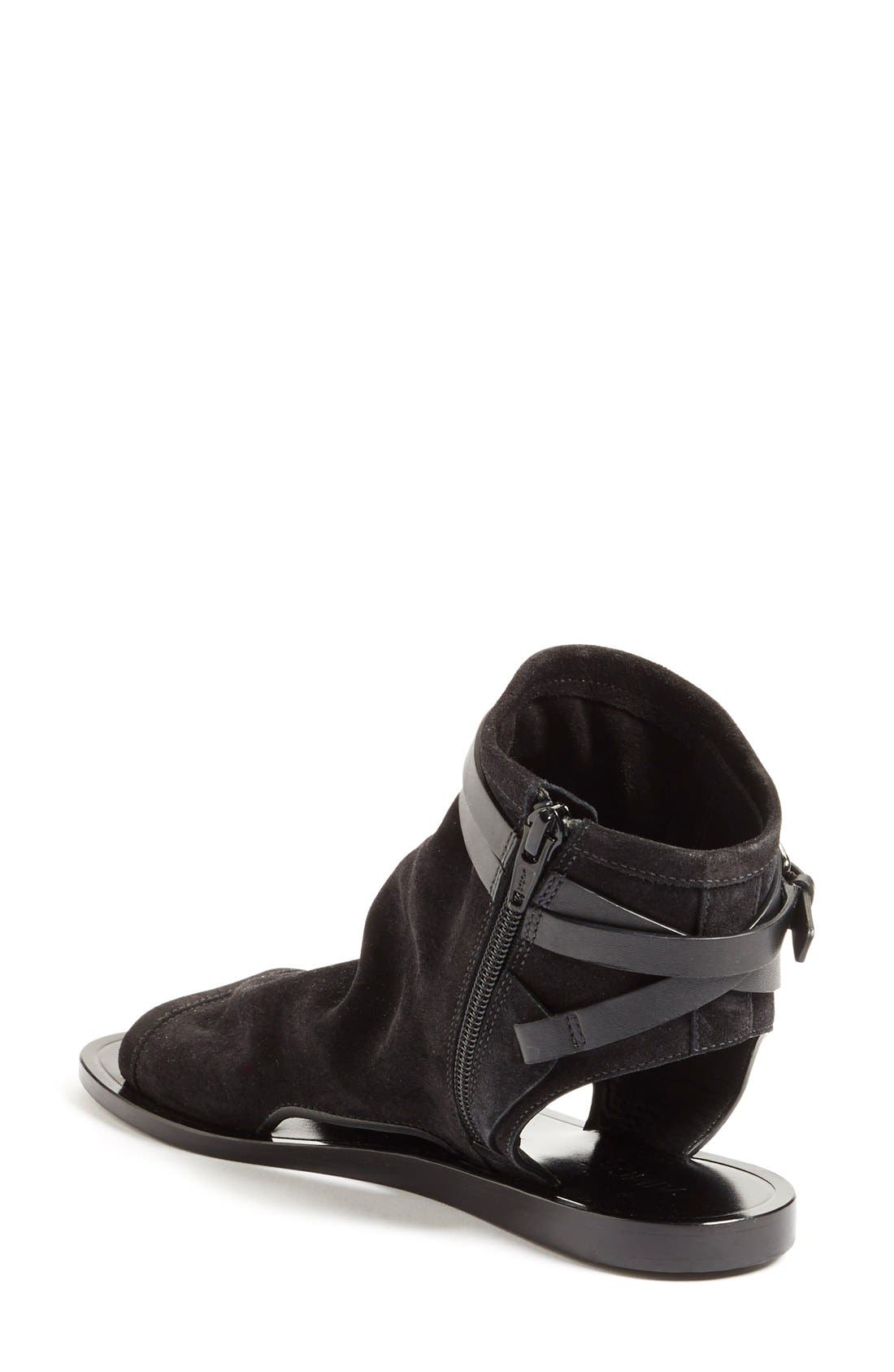 'Thalia' Flat Sandal, Alternate, color, BLACK SUEDE