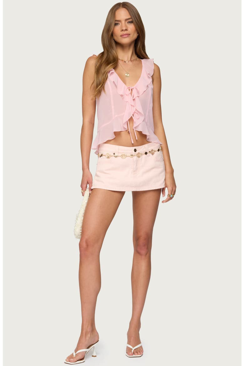 Roxan Ruffle Chiffon Tie Front Sleeveless Top, Alternate, color, LIGHT-PINK