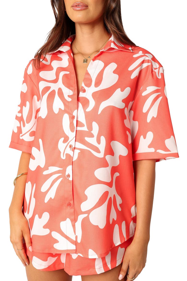 Payton Short Sleeve Button-Up Shirt, Main, color, MELON WHITE