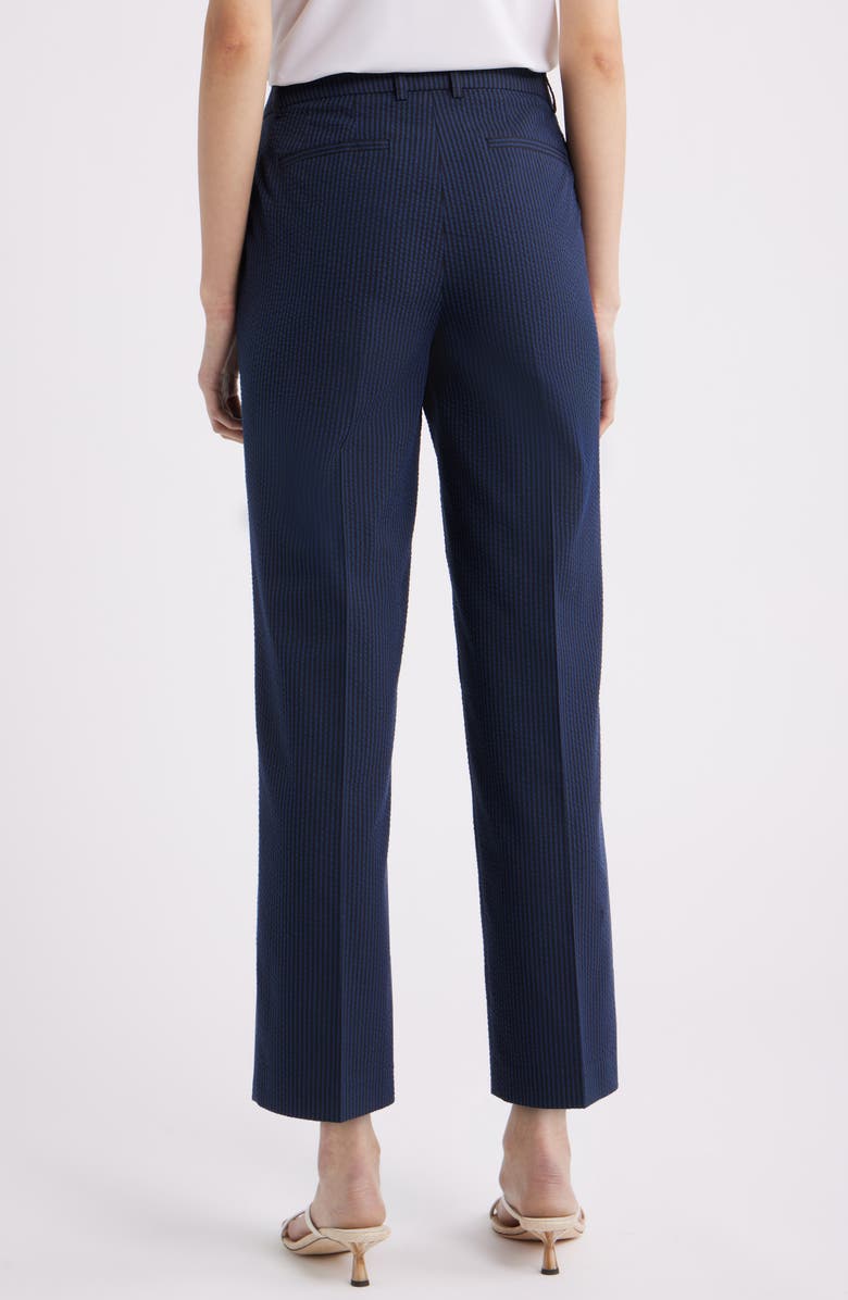 Anne Klein Stripe Straight Leg Ankle Pants, Alternate, color, Distant Mountain/ Black