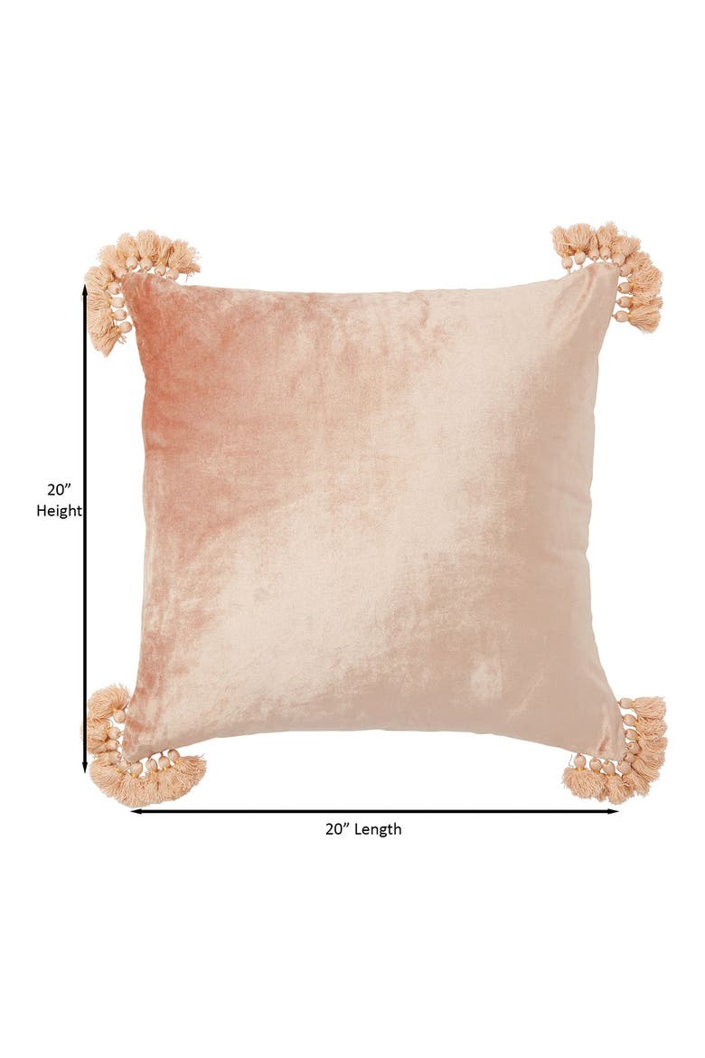 Raj Velvet Tassel Throw Pillow, Alternate, color, TAUPE
