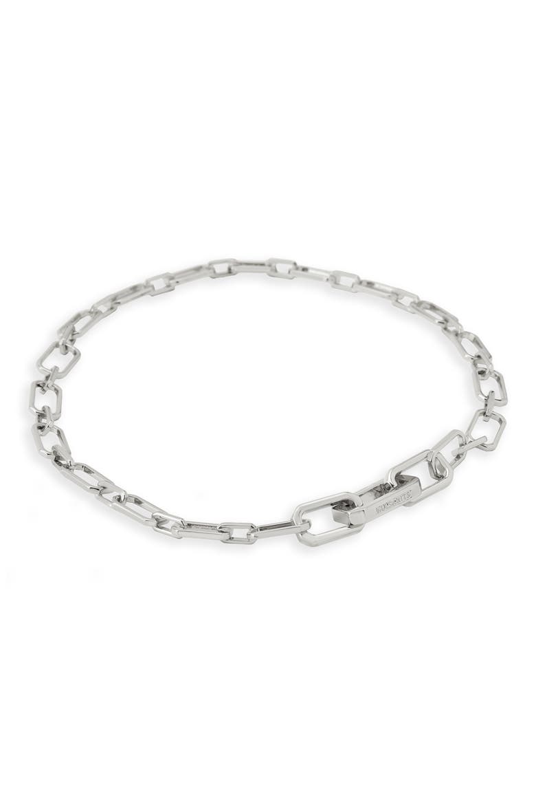 Geometric Chain Link Necklace, Alternate, color, RHODIUM