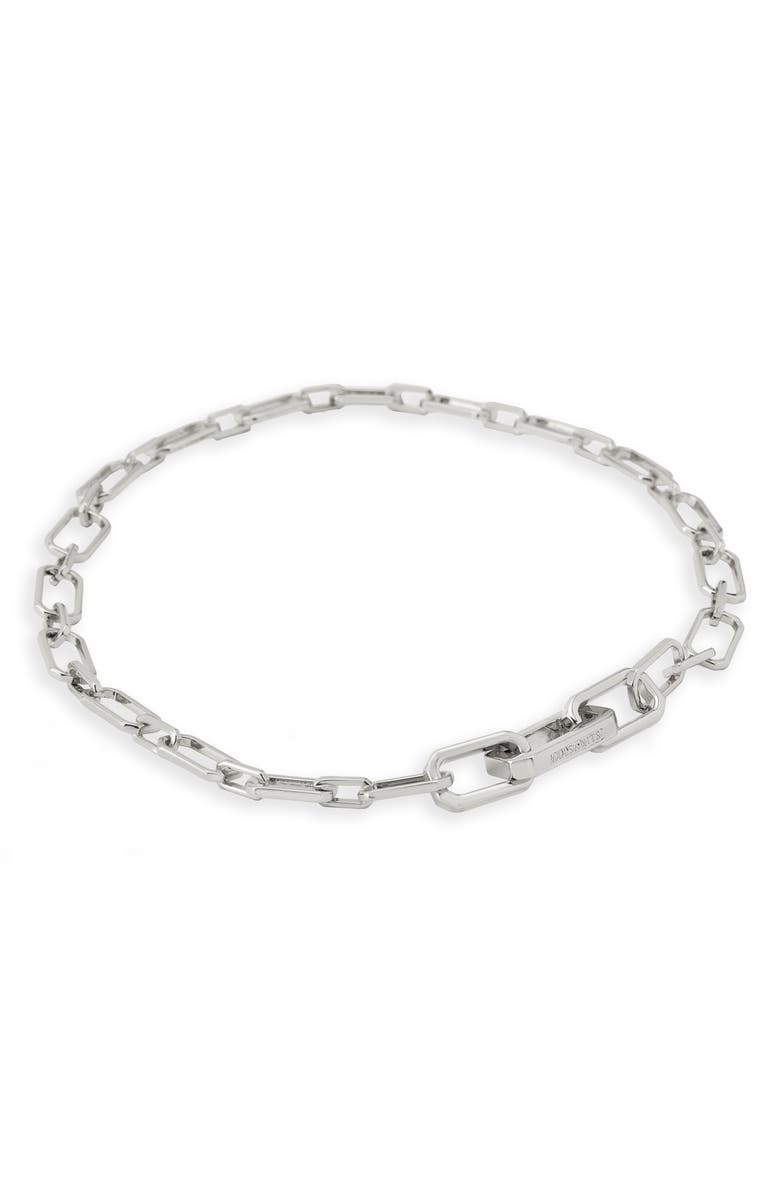 AllSaints Geometric Chain Link Necklace, Alternate, color, Rhodium