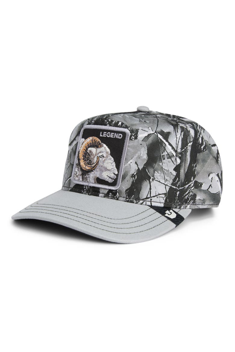 Legend Camo Embroidered Patch Trucker Hat, Main, color, CAMOUFLAGE / GLOSS