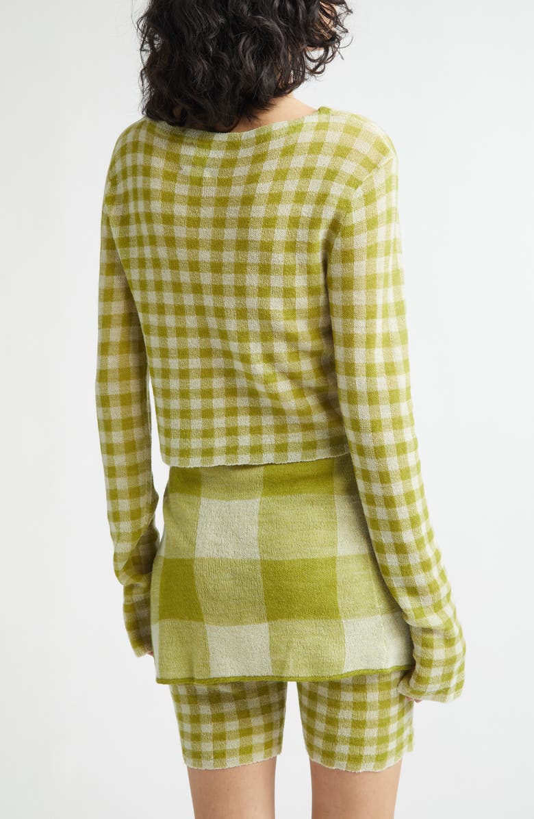 YanYan Gingham Check Wool Boatneck Sweater, Alternate, color, Sprout