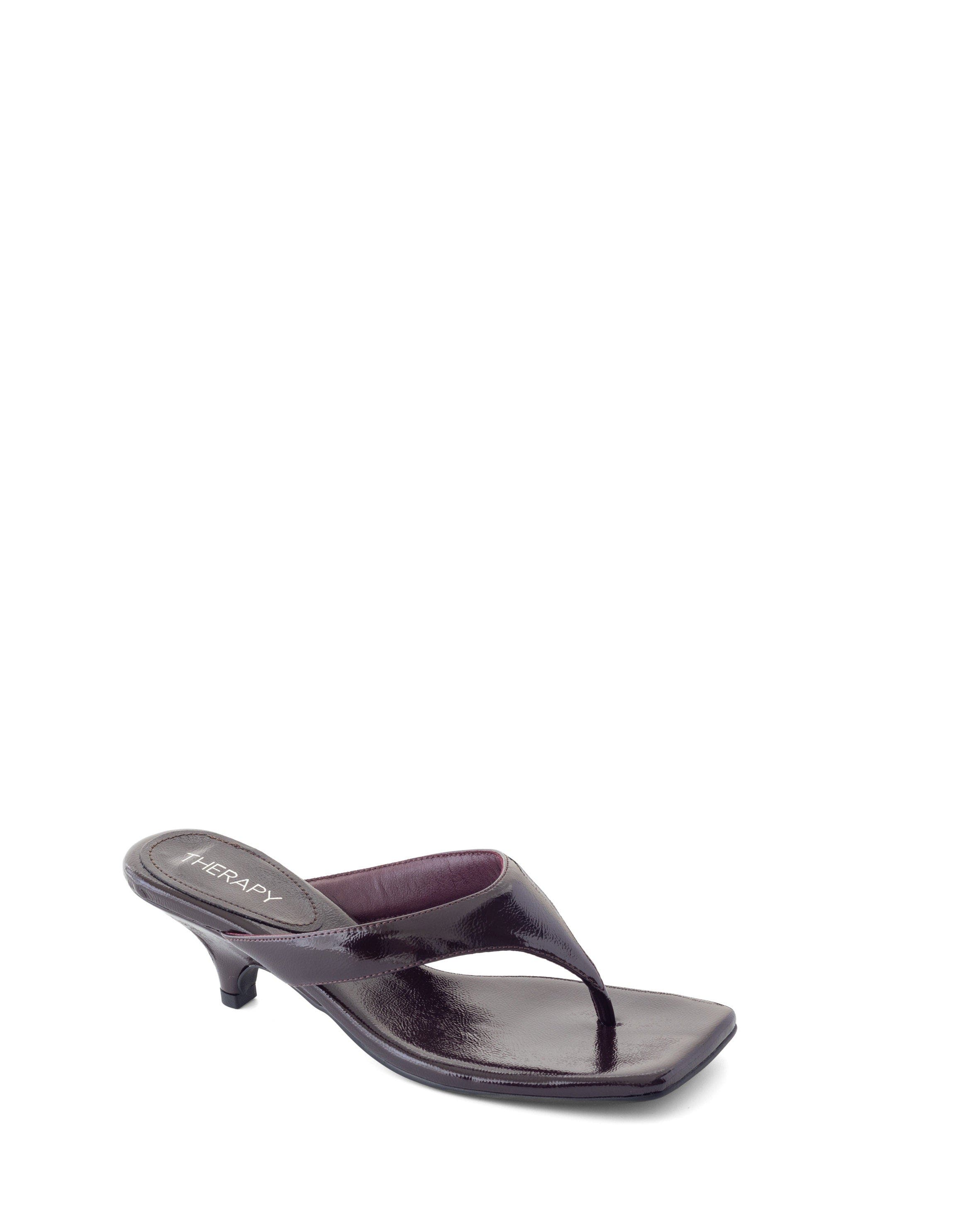 North Square Toe Thong Heel, Main, color, Port Crinkled Patent Pu