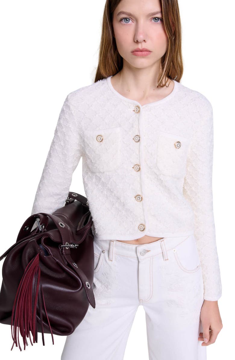 maje Knit cardigan, Main, color, 