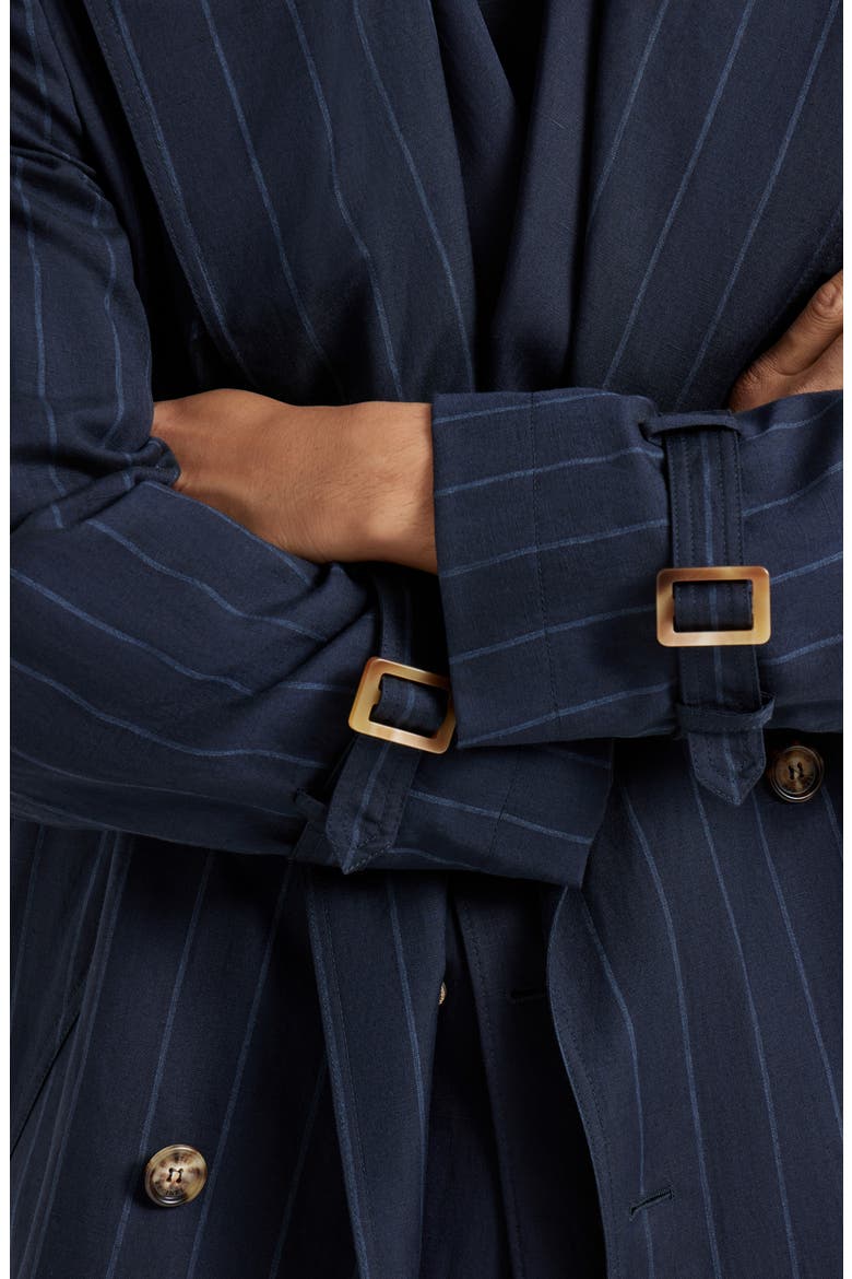 Chalk stripe trench, Alternate, color, Blue