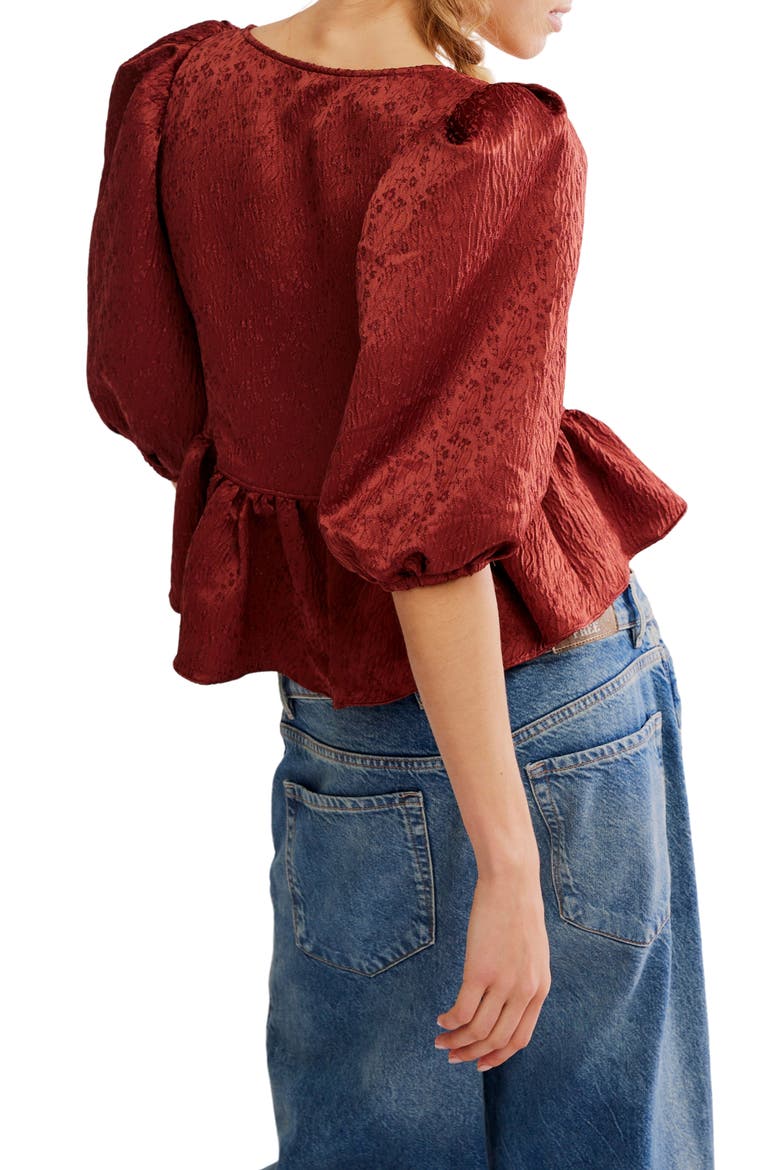Pamela Embroidered Bow Crop Top, Alternate, color, SPICED RUM