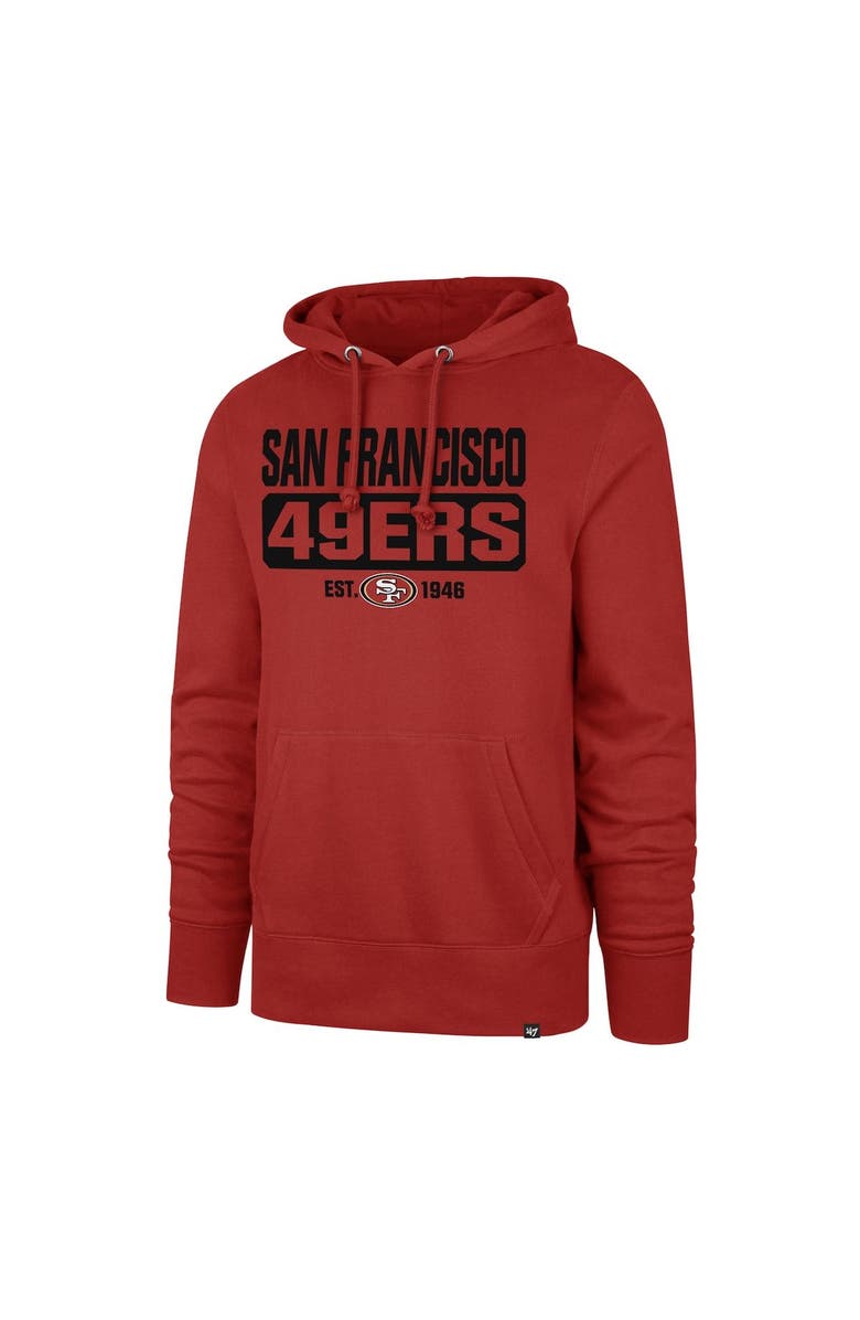 '47 Men's '47 Scarlet San Francisco 49ers Box Out Headline Pullover Hoodie, Main, color,