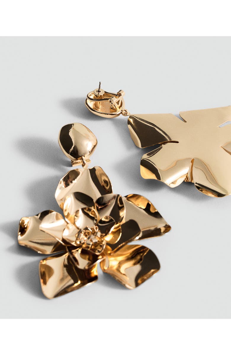 MANGO Maxi Flower Drop Earrings, Alternate, color, Gold